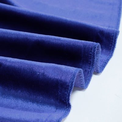 Blue velvet fabric rolls with soft texture and finished edges