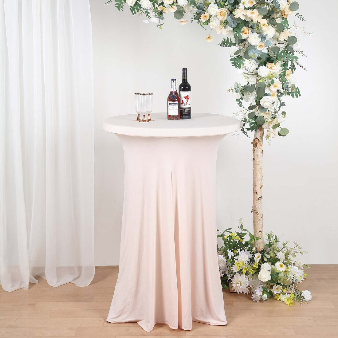Cocktail Table Cover Skirt Drapes Blush | eFavormart