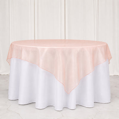 10 Pack Organza Table Overlay 72"x72" Blush - Sheer Table Topper