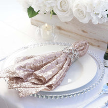 20 Inch x 20 Inch Cloth Dinner Napkin In Blush Rose Gold Premium Sequin Reusable
