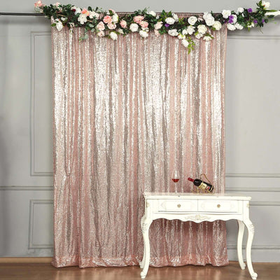 Blush Sequin Backdrop Drape Curtain, Photo Booth Event Divider Panel - 8ftx8ft