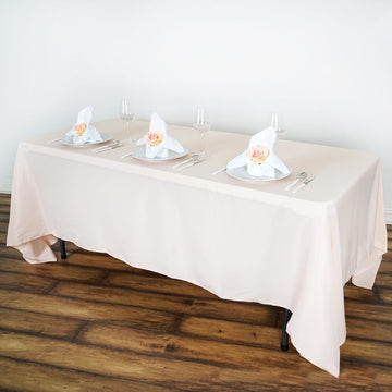 Blush Seamless Polyester Rectangle Tablecloth: Add Elegance to Your Event Decor