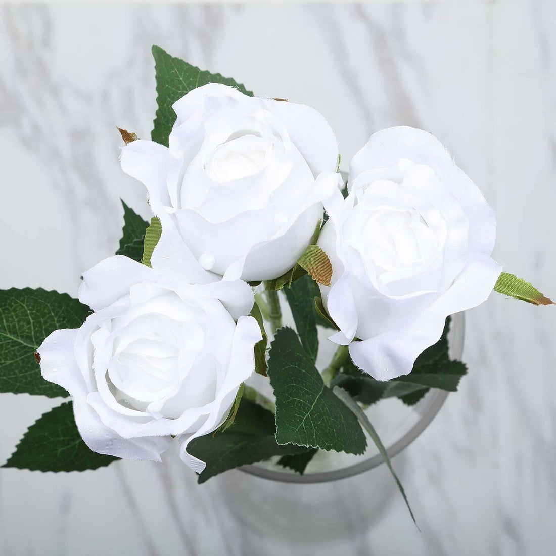24pcs White Long Stem Silk Roses | eFavormart