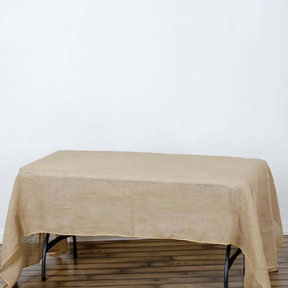 Burlap Jute Rectangle Tablecloth 60"x102" Natural - Rustic Boho Chic Table Linen