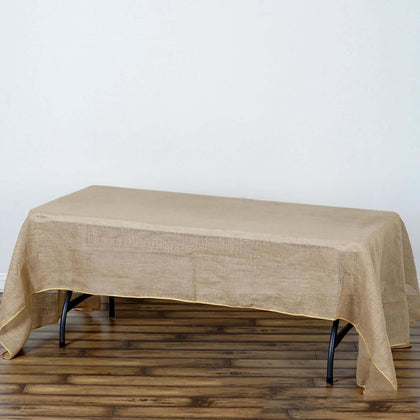 Burlap Jute Rectangle Tablecloth 60"x126" Natural - Rustic Boho Chic Table Linen