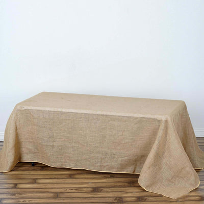 Burlap Jute Rectangle Tablecloth 90"x132" Natural - Rustic Boho Chic Seamless Table Linen