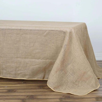 Burlap Jute Rectangle Tablecloth 90"x156" Natural - Rustic Boho Chic Seamless Table Linen