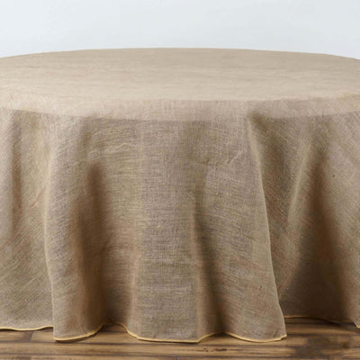 Burlap Jute Round Tablecloth 108" Natural - Rustic Boho Chic Table Linen