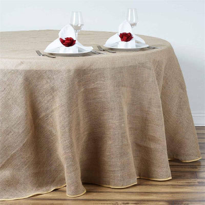 Burlap Jute Round Tablecloth 90" Natural - Rustic Boho Chic Table Linen