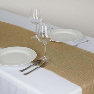 Burlap Jute Table Runner 12"x108" Natural - Rustic Boho Chic Tabletop Decor