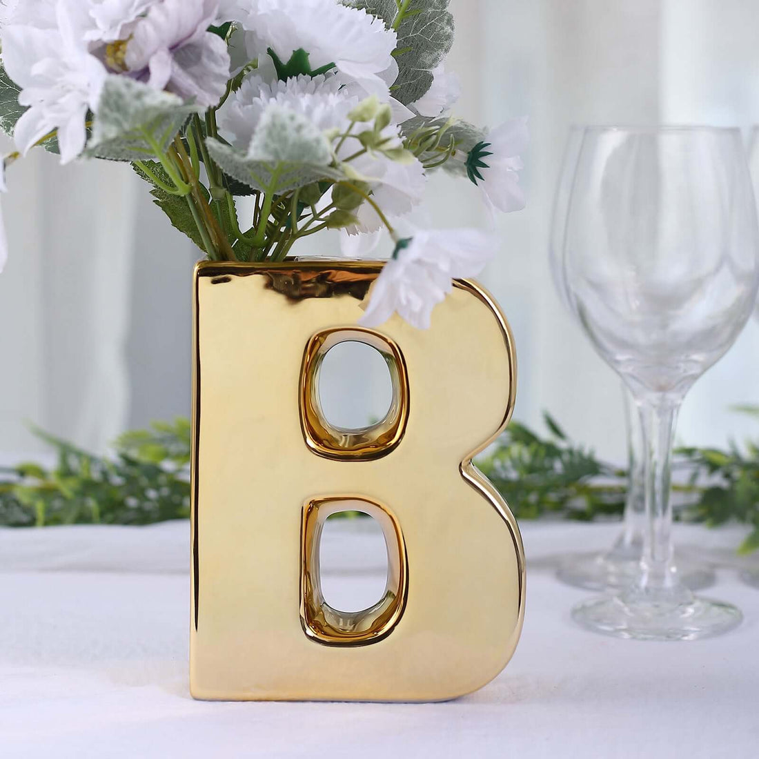 letter plant pots Ceramic Letter b Vase Shiny Gold Plated 6"