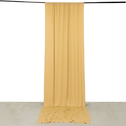 Champagne 4-Way Stretch Spandex Backdrop Drape Curtain, Wrinkle Free Event Divider Panel with Rod Pockets - 5ftx14ft