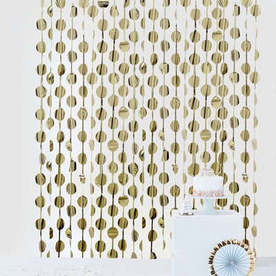 Champagne Round Chain Foil Fringe Curtain Party Backdrop, Metallic Champagne Tinsel Streamer Party Decor - Door Window Foil Curtain 3ftx6.5ft