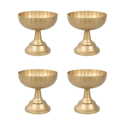 Set of four elegant gold serving bowls on a white background. #whtbkgd