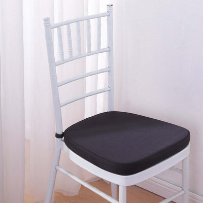 Chiavari Chair Pad Memory Foam 1.5" Thick with Ties Black - Removable Cover for Weddings & Events