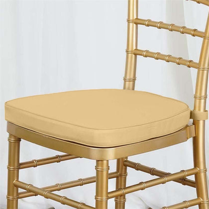 Chiavari Chair Pad Memory Foam 1.5" Thick with Ties Champagne - Removable Cover