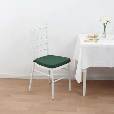 Chiavari Chair Pad Memory Foam 1.5" Thick with Ties Hunter Emerald Green - Removable Cover