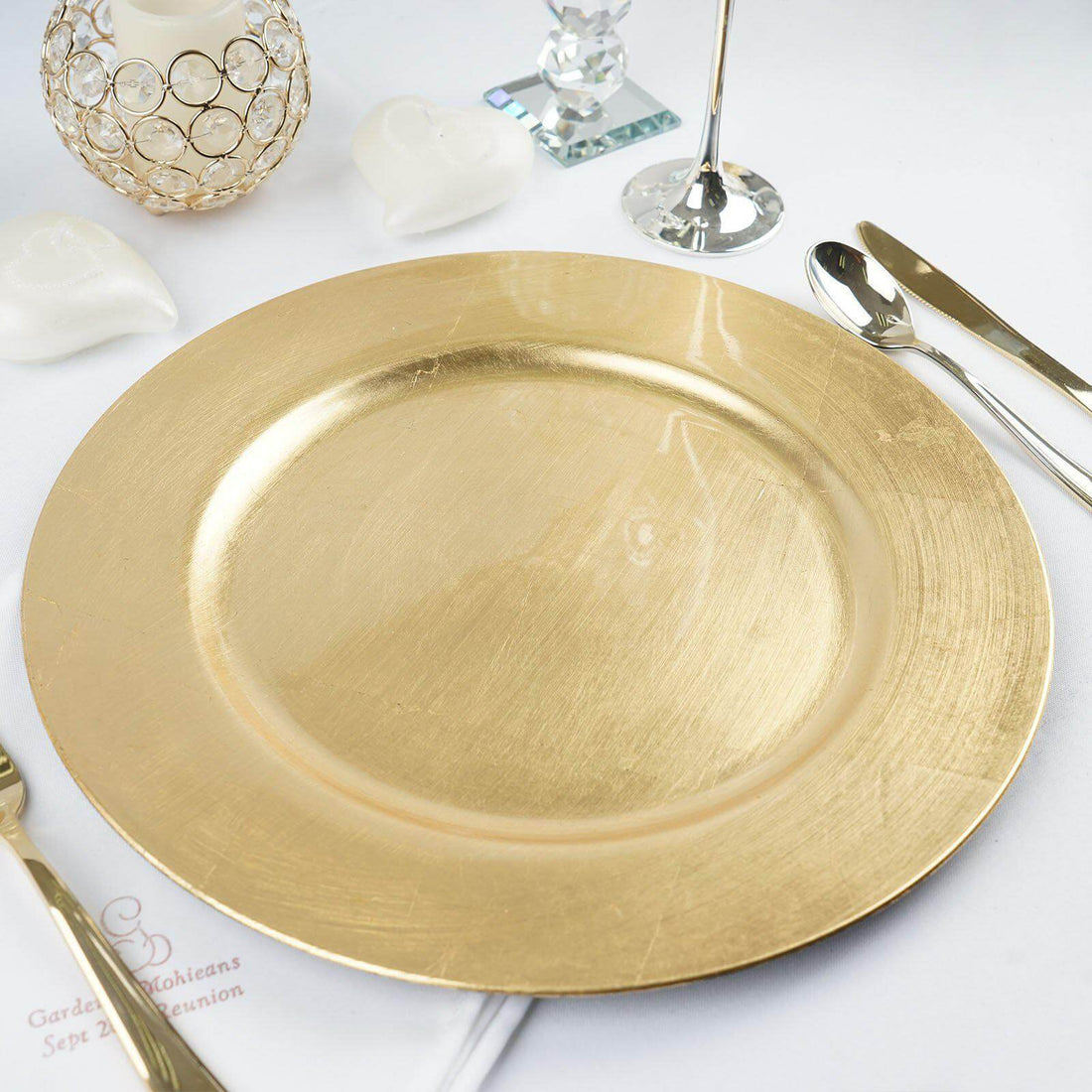 Metallic Gold Round Charger Plates 6 Pack | eFavormart