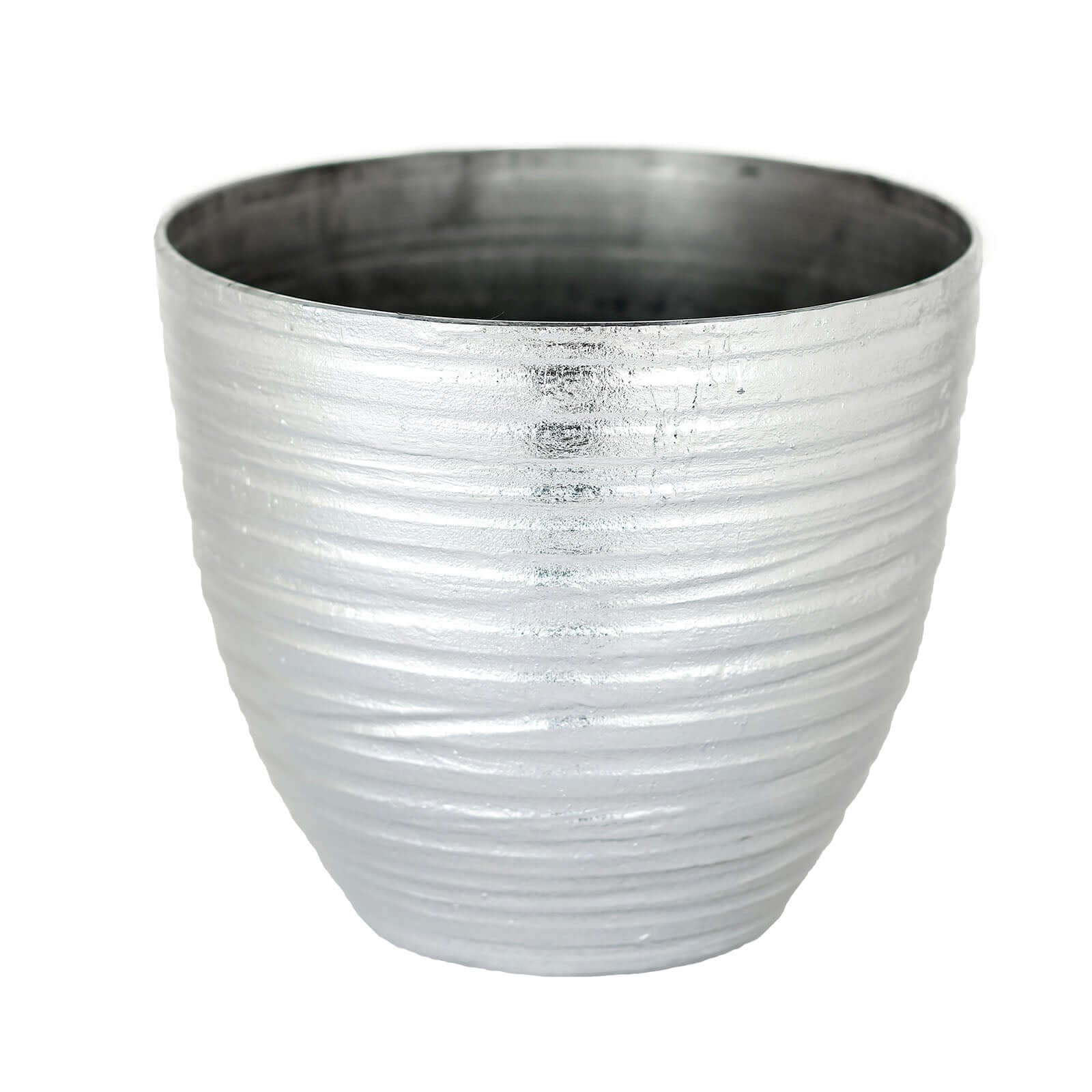 small silver plant pots Metallic Silver Finish Large Indoor Flower Plant Pot