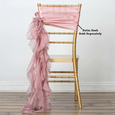 Chiffon Curly Chair Sash 32" Long – Dusty Rose 6-Strand Ribbon Tie