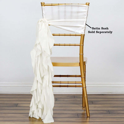 Chiffon Curly Chair Sash 32" Long – Ivory 6-Strand Ribbon Tie