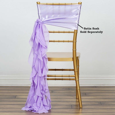 Chiffon Curly Chair Sash 32" Long – Lavender Lilac 6-Strand Ribbon Tie