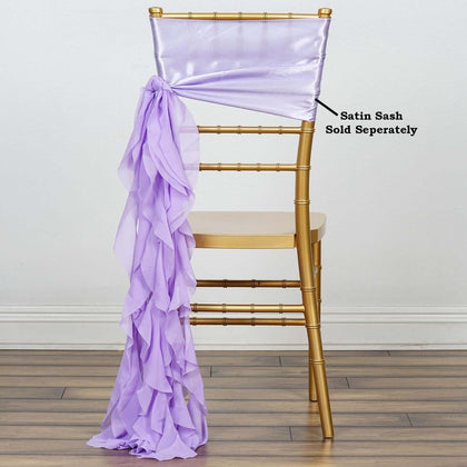Chiffon Curly Chair Sash 32" Long – Lavender Lilac 6-Strand Ribbon Tie