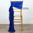 Gold chiavari chair with blue satin sash draped elegantly. Satin sash sold separately.