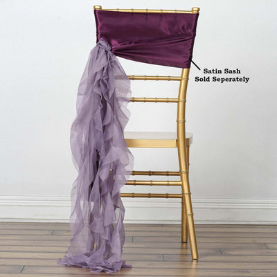 Chiffon Curly Chair Sash 32" Long – Violet Amethyst 6-Strand Ribbon Tie