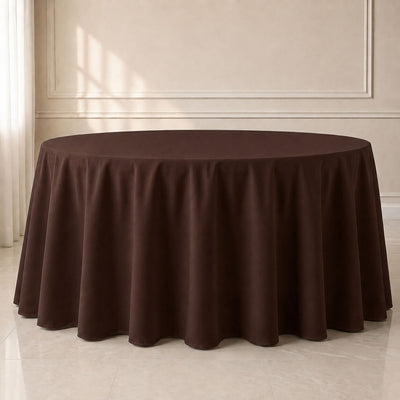 Polyester Round Tablecloth 120" Chocolate - Durable & Seamless Table Cover