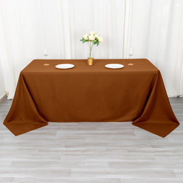 Upgrade Your Event Décor with a Cinnamon Brown Seamless Polyester Tablecloth