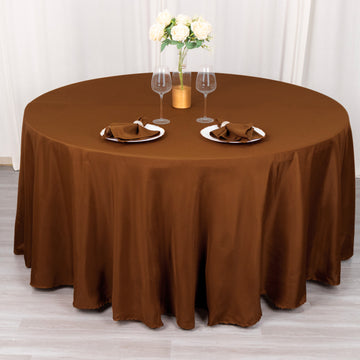120" Cinnamon Brown Seamless Polyester Round Tablecloth