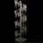 Champagne tower with glasses filled, elegantly displayed on a dark backdrop.