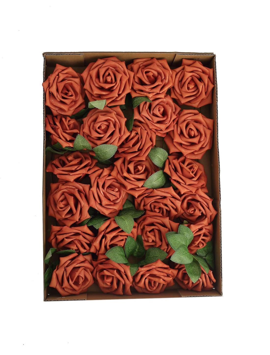 24 Terracotta Artificial Roses with Stem | eFavormart