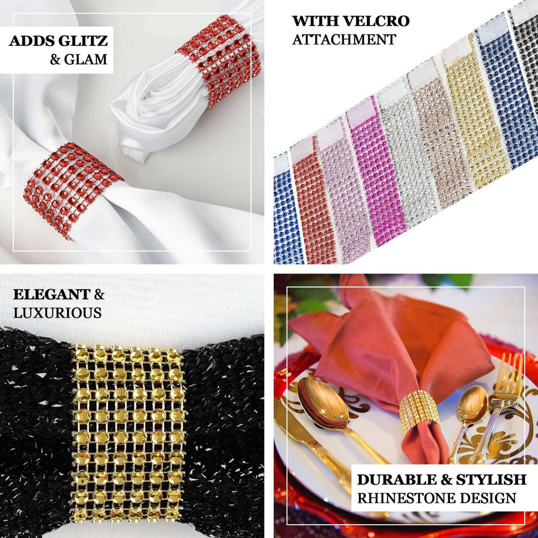 Assorted Napkin Rings Rhinestone Napkin Rings Champagne | eFavormart