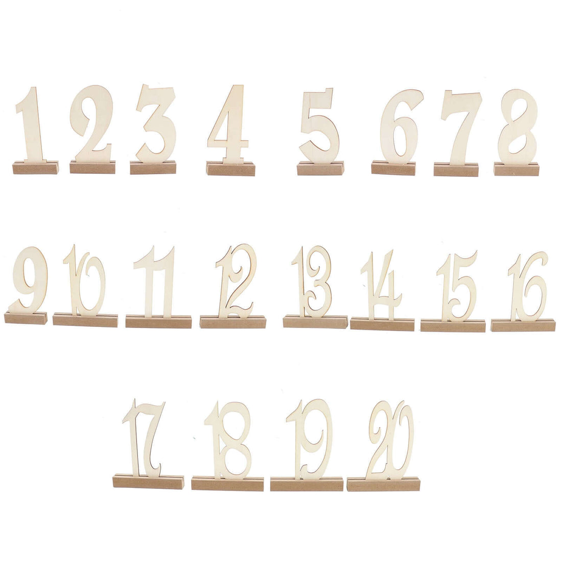 1-20 Wooden Table Numbers Natural 6