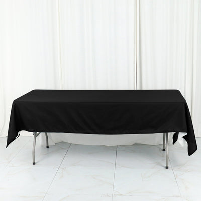 Cotton Blend Rectangle Tablecloth 60"x102" Black Wrinkle-Resistant Fabric - Stylish Decor for Casual Dining