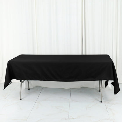 Cotton Blend Rectangle Tablecloth 60"x102" Black Wrinkle-Resistant Fabric - Stylish Decor for Casual Dining