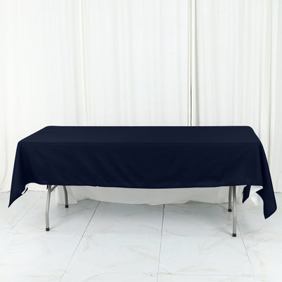 Cotton Blend Rectangle Tablecloth 60"x102" Navy Blue Wrinkle-Resistant Fabric - Stylish Table Cover