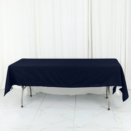 Cotton Blend Rectangle Tablecloth 60"x102" Navy Blue Wrinkle-Resistant Fabric - Stylish Table Cover