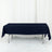 Navy tablecloth on a folding table in a studio setting