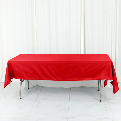 Cotton Blend Rectangle Tablecloth 60"x102" Red Wrinkle-Resistant Fabric - Stylish Table Cover