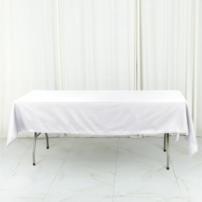 Cotton Blend Rectangle Tablecloth 60"x102" White Wrinkle-Resistant Fabric - Stylish Table Cover for Events