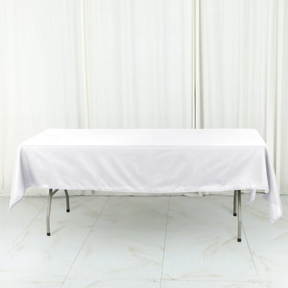 Cotton Blend Rectangle Tablecloth 60"x102" White Wrinkle-Resistant Fabric - Stylish Table Cover for Events