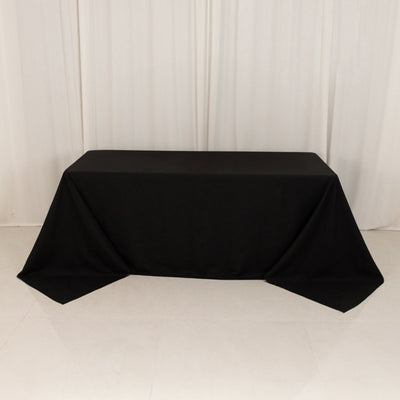Cotton Blend Rectangle Tablecloth 90"x132" Black with Seamless Wrinkle-Resistant Finish Table Cover