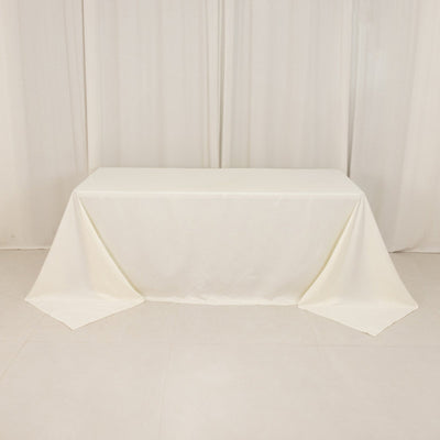 Cotton Blend Rectangle Tablecloth 90"x132" Ivory with Seamless Wrinkle-Resistant Finish Table Cover
