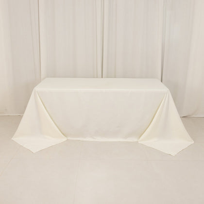Cotton Blend Rectangle Tablecloth 90"x132" Ivory with Seamless Wrinkle-Resistant Finish Table Cover