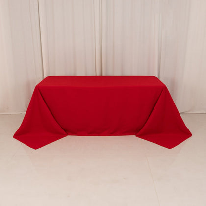Cotton Blend Rectangle Tablecloth 90"x132" Red with Seamless Wrinkle-Resistant Finish Table Cover