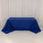 Blue tablecloth draped on a table against a plain background.