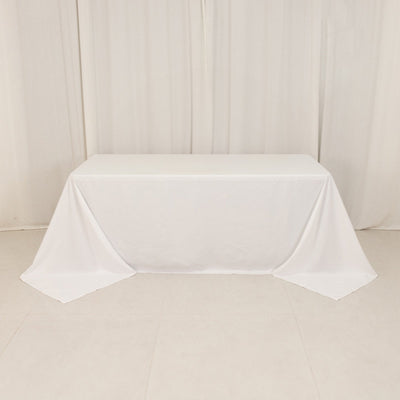 Cotton Blend Rectangle Tablecloth 90"x132" White with Seamless Wrinkle-Resistant Finish - Refined Decor for Weddings